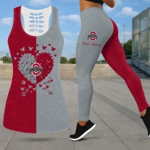 Limited Edition – Customized NCAA Ohio State Buckeyes Leggings & Hollow Tank Top Set