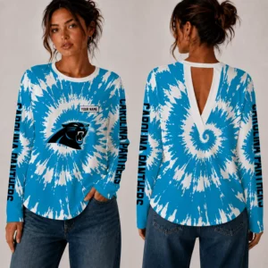 Limited Edition – Customized NFL Carolina Panthers Women’s Back V-Cut Long-Sleeve Shirt