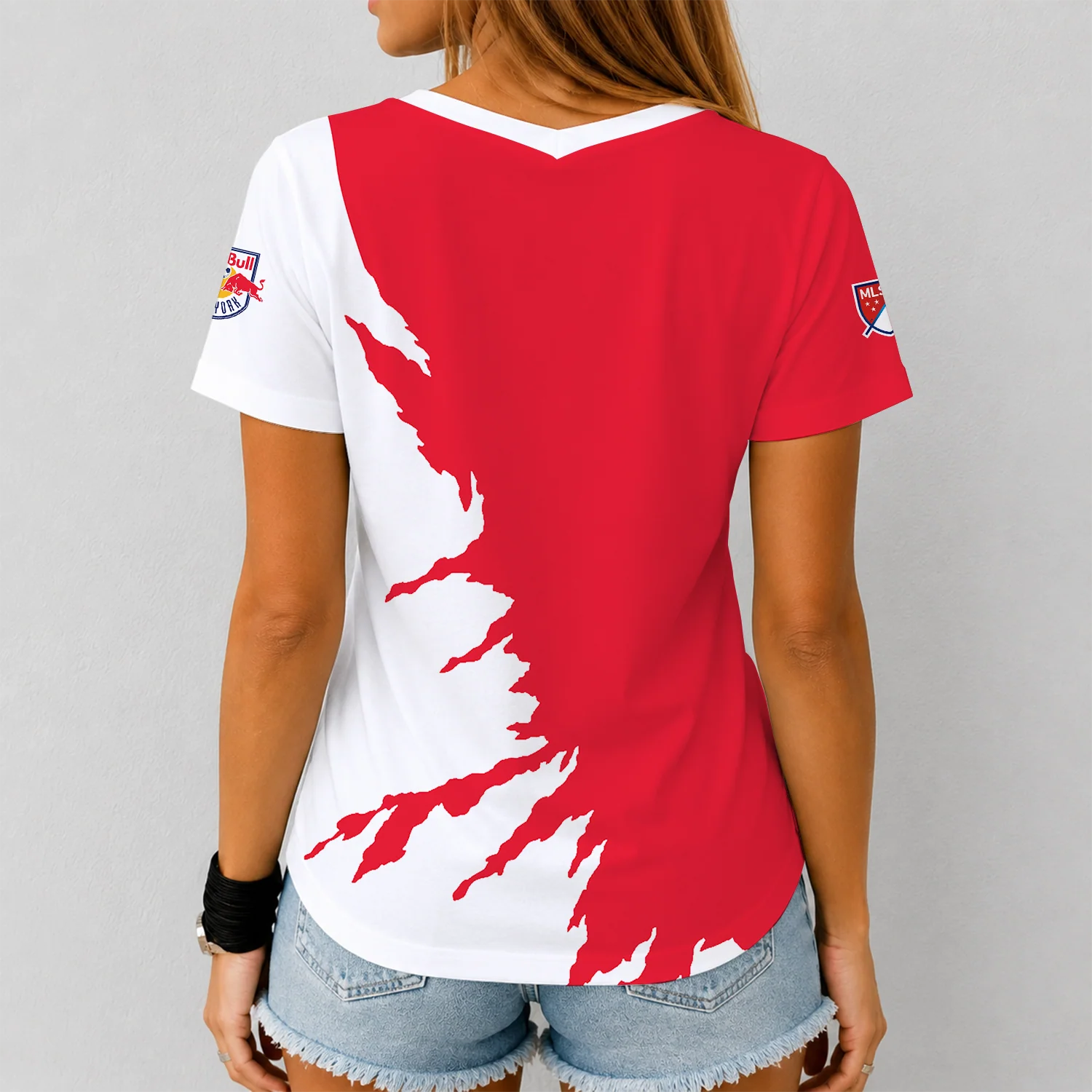 Limited Edition – Customized MLS New York Red Bulls V-Neck Female Shirt - Image 2