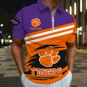 Limited Edition – Customized NCAA Clemson Tigers Zip Polo Shirt