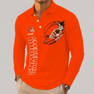 Limited Edition – Customized NFL Cleveland Browns Long Sleeve Polo Shirt