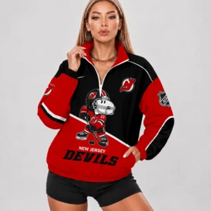 Limited Edition – Customized NHL New Jersey Devils V-Neck Zipper Sweatshirt Jacket