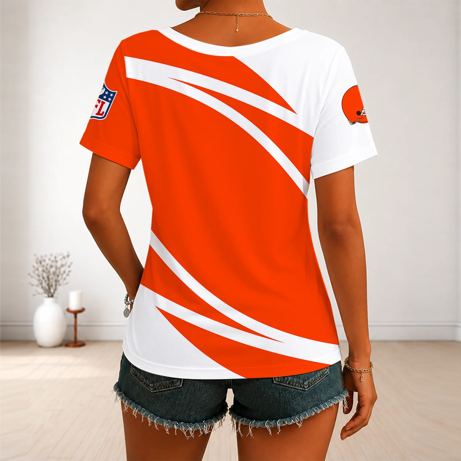 Limited Edition – Customized NFL Cleveland Browns V-Neck Female Shirt - Image 2