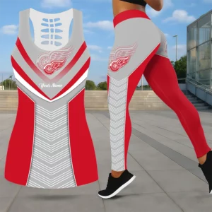 Limited Edition – Customized NHL Detroit Red Wings Leggings & Hollow Tank Top Set