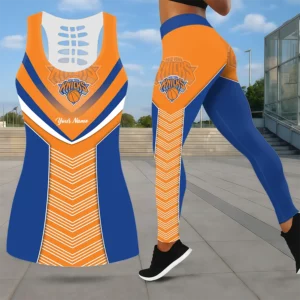 Limited Edition – Customized NBA New York Knicks Leggings & Hollow Tank Top Set