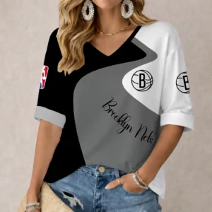 Limited Edition – Customized NBA Brooklyn Nets Women’s V-Neck Long Sleeve Shirt