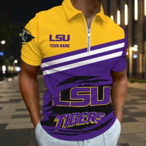 Limited Edition – Customized NCAA Lsu Tigers Zip Polo Shirt