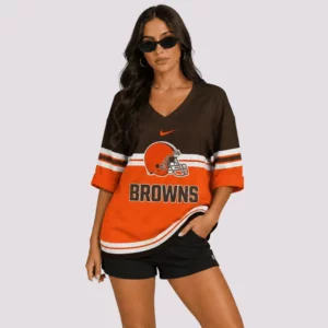 Limited Edition – Customized NFL Cleveland Browns Women’s Heart V-Neck Long Sleeve Shirt