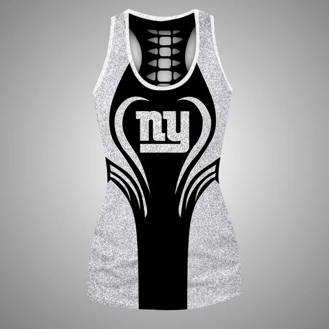 Limited Edition – Customized NFL New York Giants Hollow Tank Top & Leggings Set - Image 2