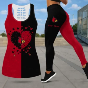 Limited Edition – Customized NCAA Louisville Cardinals Leggings & Hollow Tank Top Set
