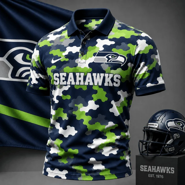 Limited Edition – Customized NFL Seattle Seahawks Camo Polo Shirt