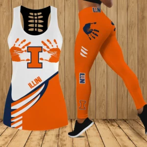Limited Edition – Customized NCAA Illinois Fighting Illini Strappy Hollow Tank Top & Leggings Set