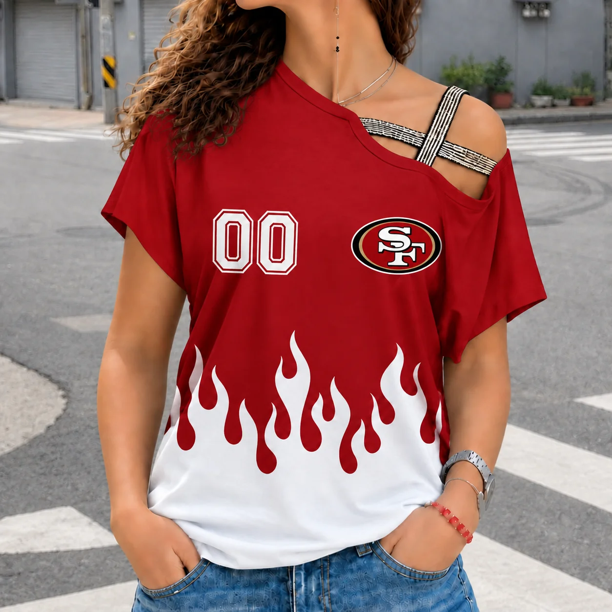 Limited Edition – Customized NFL San Francisco 49Ers Women’s Shoulder Shirt