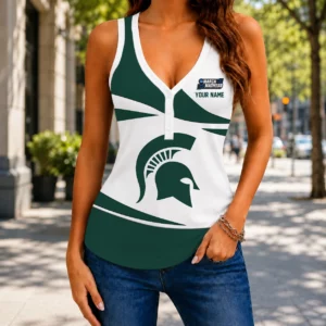 Limited Edition – Customized NCAA Michigan State Spartans Women’s V-Neck Tank Top
