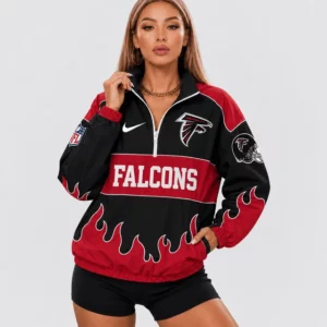 Limited Edition – Customized NFL Atlanta Falcons V-Neck Zipper Sweatshirt Jacket