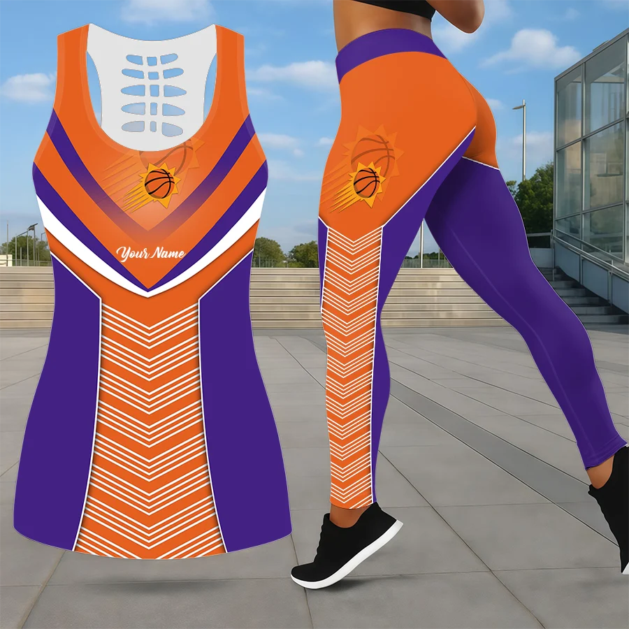 Limited Edition – Customized NBA Phoenix Suns Leggings & Hollow Tank Top Set