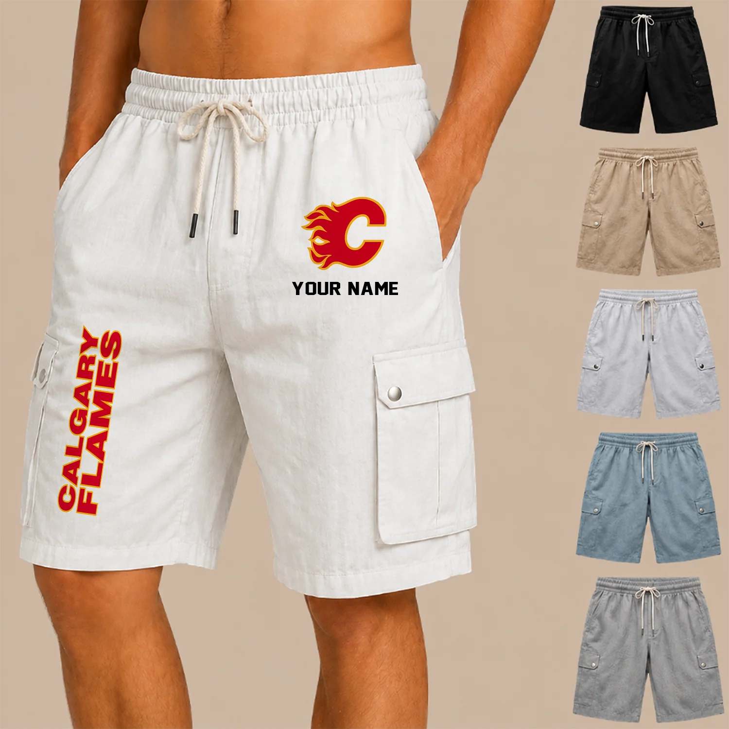 Limited Edition – Customized NHL Calgary Flames Men’s Drawstring Cargo Shorts