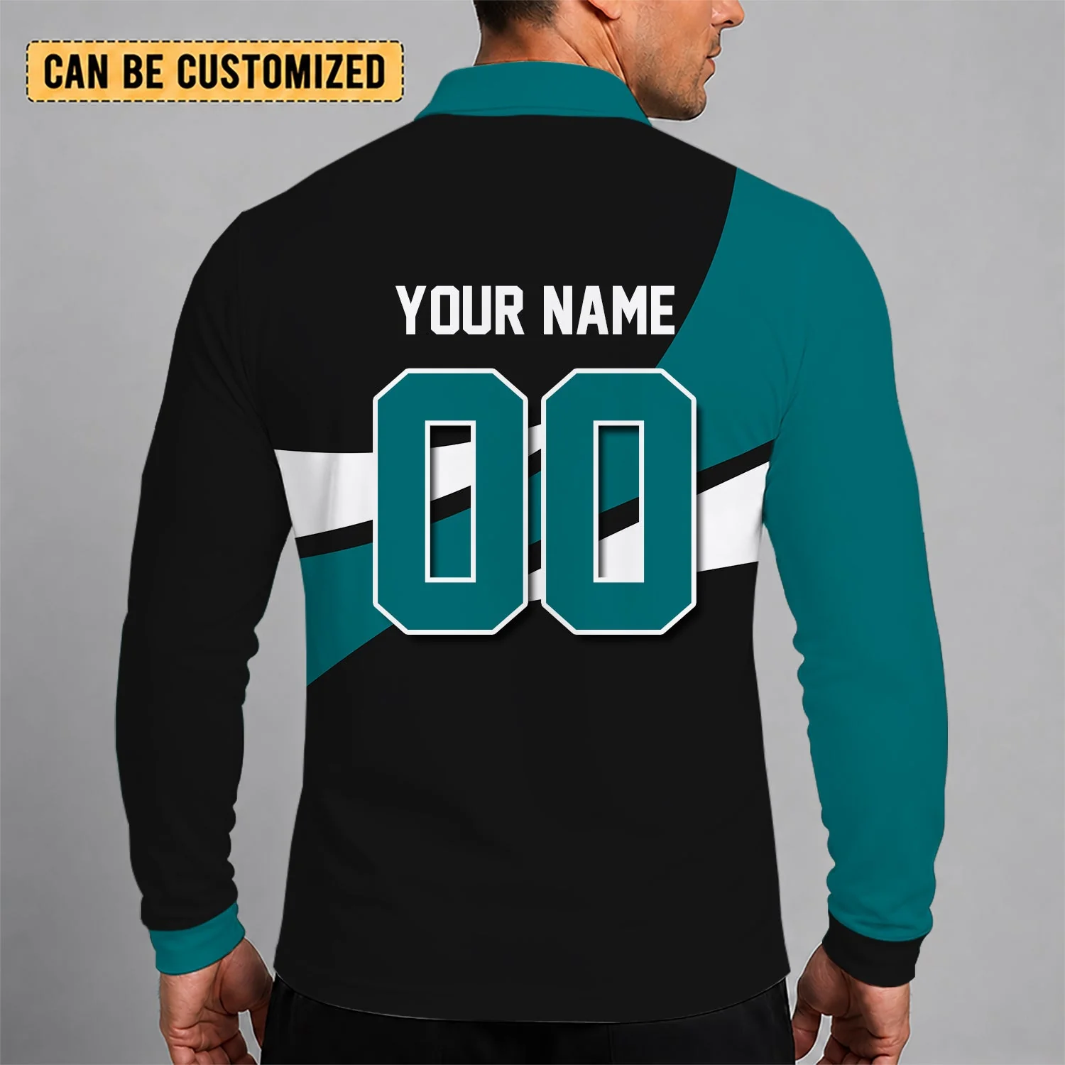 Limited Edition – Customized NHL San Jose Sharks Men Long Sleeve Polo Shirt - Image 2