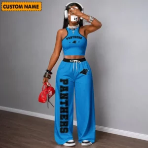 Limited Edition – Customized NFL Carolina Panthers Women’s Crop Top & Long Pants Set