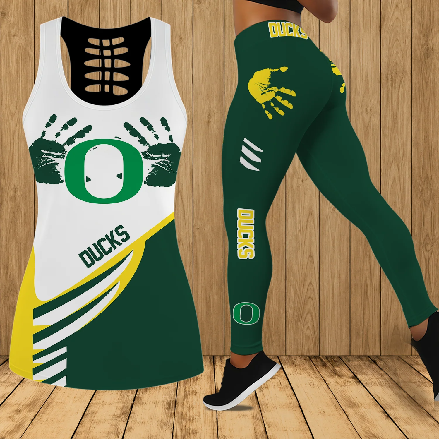 Limited Edition – Customized NCAA Oregon Ducks Hollow Tank Top & Leggings Set