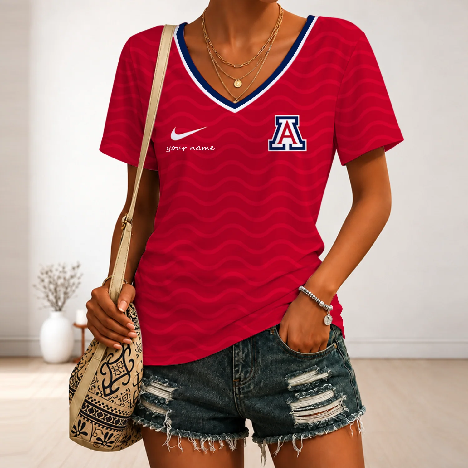 Limited Edition – Customized NCAA Arizona Wildcats V-Neck Female Shirt