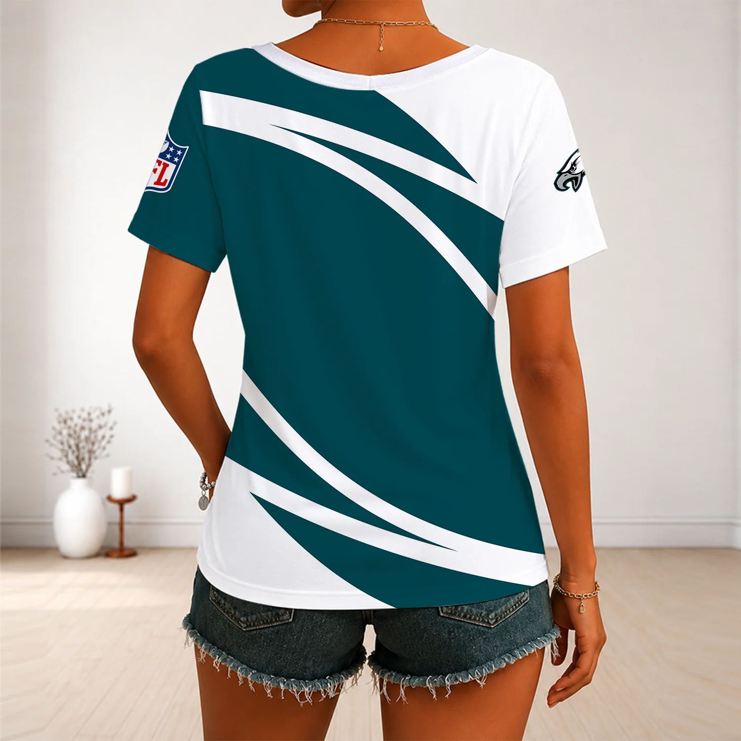 Limited Edition – Customized NFL Philadelphia Eagles V-Neck Female Shirt - Image 2
