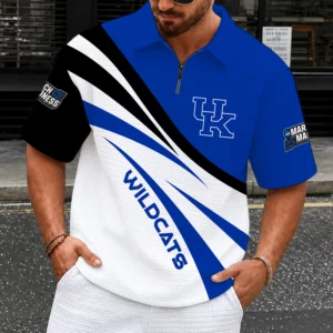 Limited Edition – Customized NCAA Kentucky Wildcats Quarter-Zip Polo Shirt