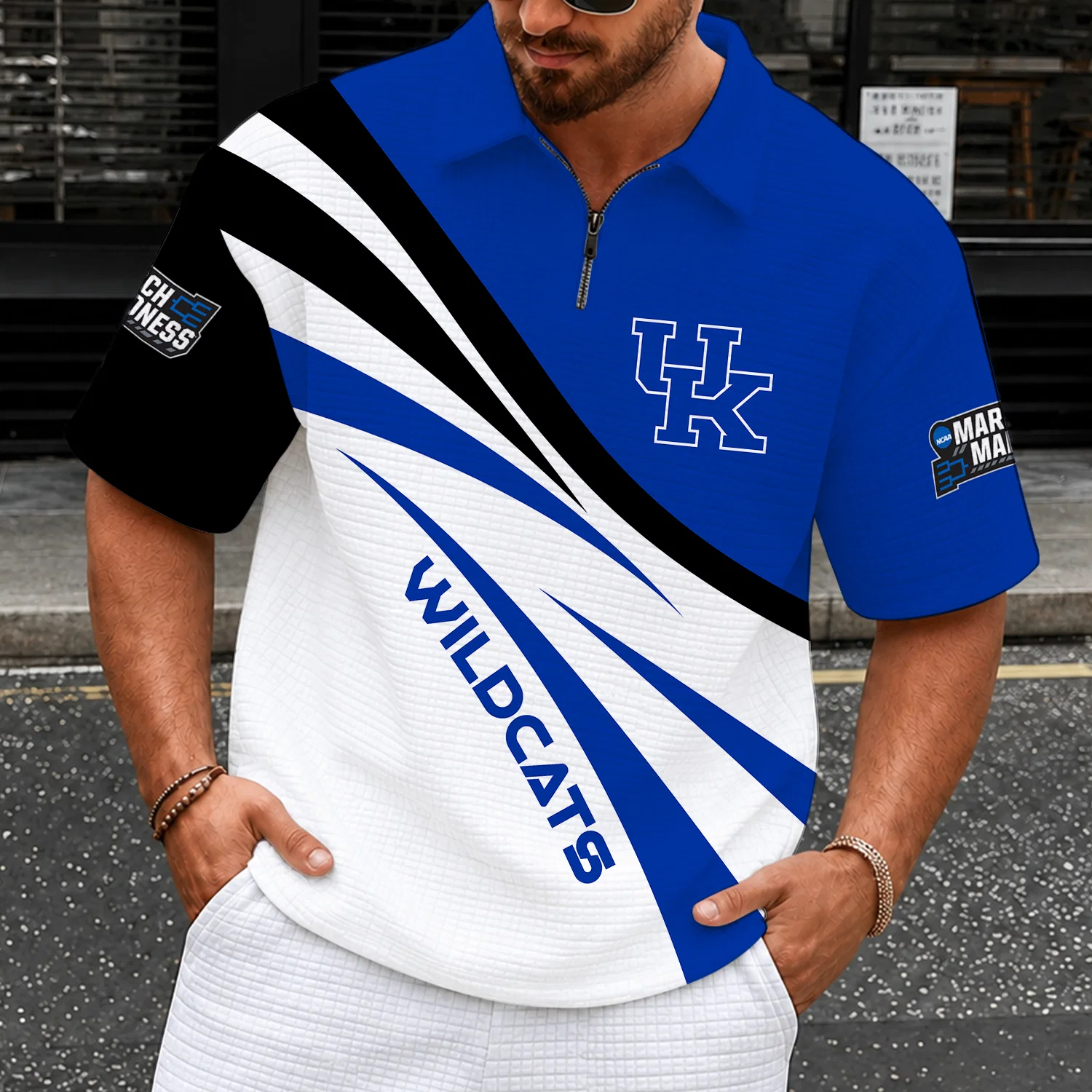 Limited Edition – Customized NCAA Kentucky Wildcats Quarter-Zip Polo Shirt