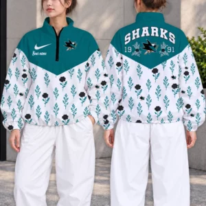 Limited Edition – Customized NHL San Jose Sharks V-Neck Zipper Sweatshirt Jacket