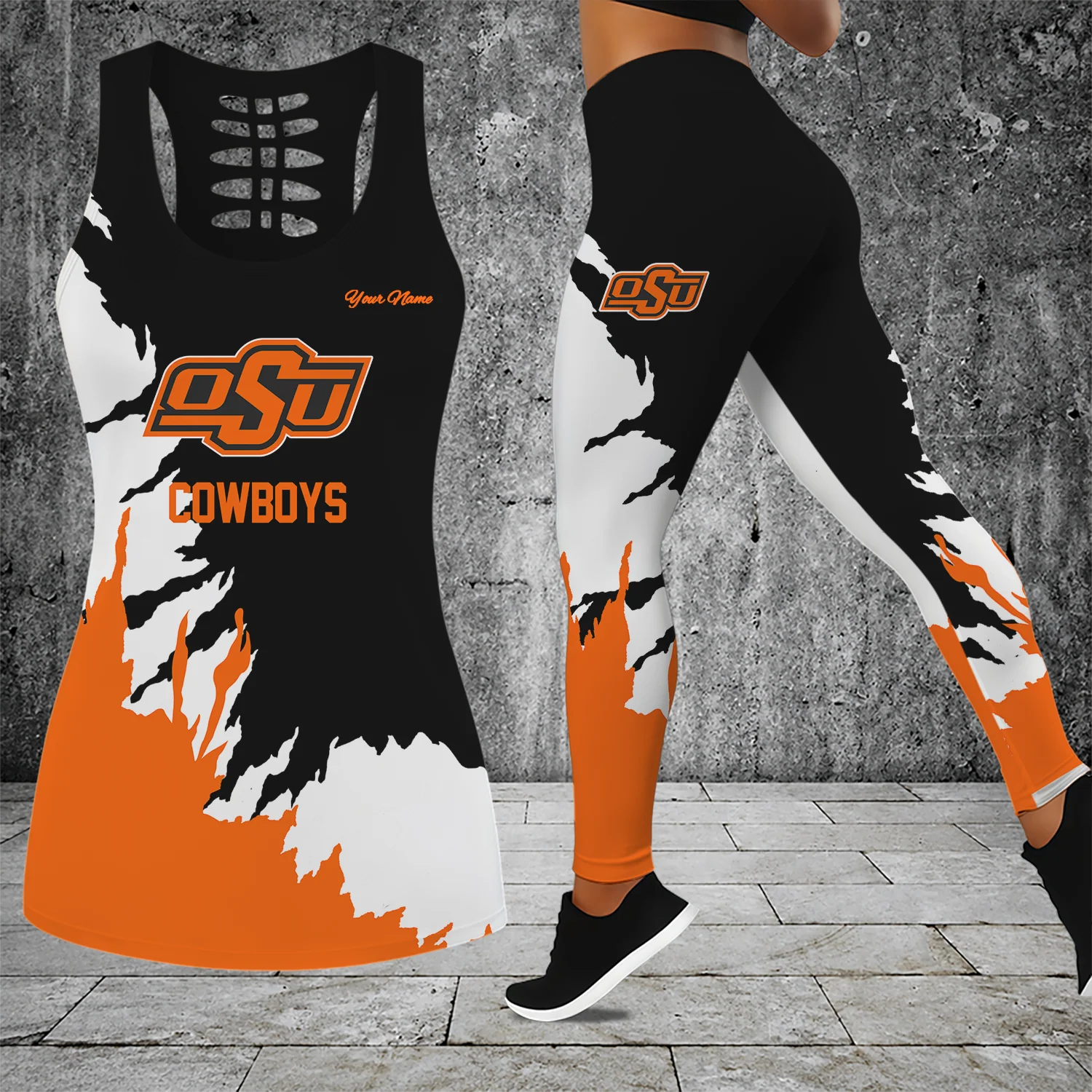 Limited Edition – Customized NCAA Oklahoma State Cowboys Hollow Tank Top & Leggings Set
