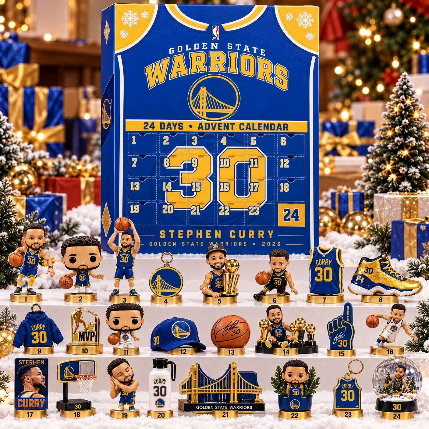 Golden State Warriors Stephen Curry #30 Advent Calendar 2026 Warriors Xmas Calendar
