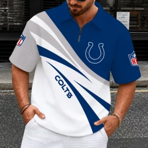 Limited Edition – Customized NFL Indianapolis Colts Quarter-Zip Polo Shirt