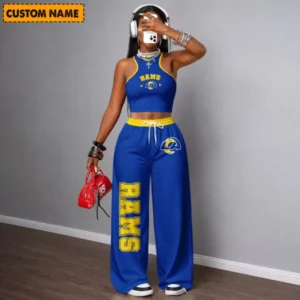 Limited Edition – Customized NFL Los Angeles Rams Women’s Crop Top & Long Pants Set