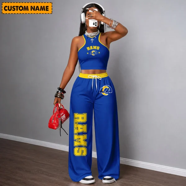 Limited Edition – Customized NFL Los Angeles Rams Women’s Crop Top & Long Pants Set