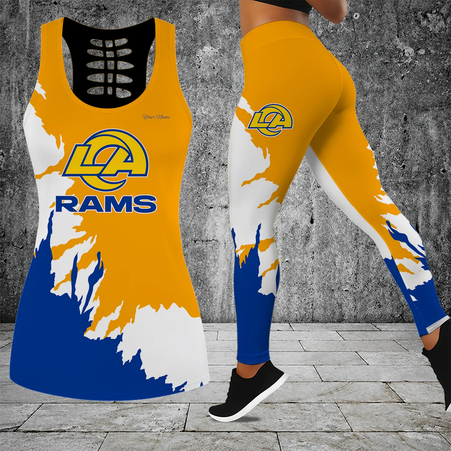Limited Edition – Customized NFL Los Angeles Rams Hollow Tank Top & Leggings Set