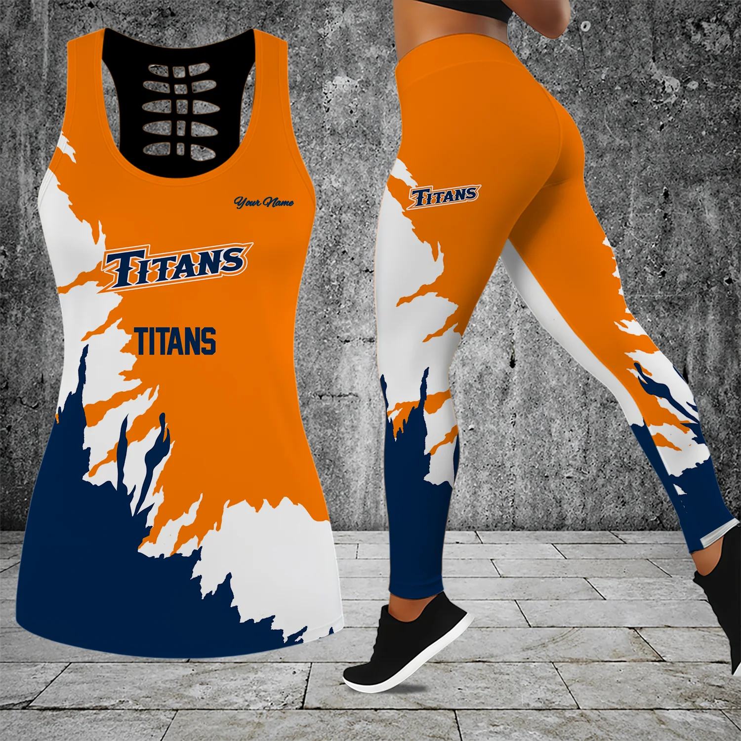 Limited Edition – Customized NCAA Cal State Fullerton Titans Hollow Tank Top & Leggings Set