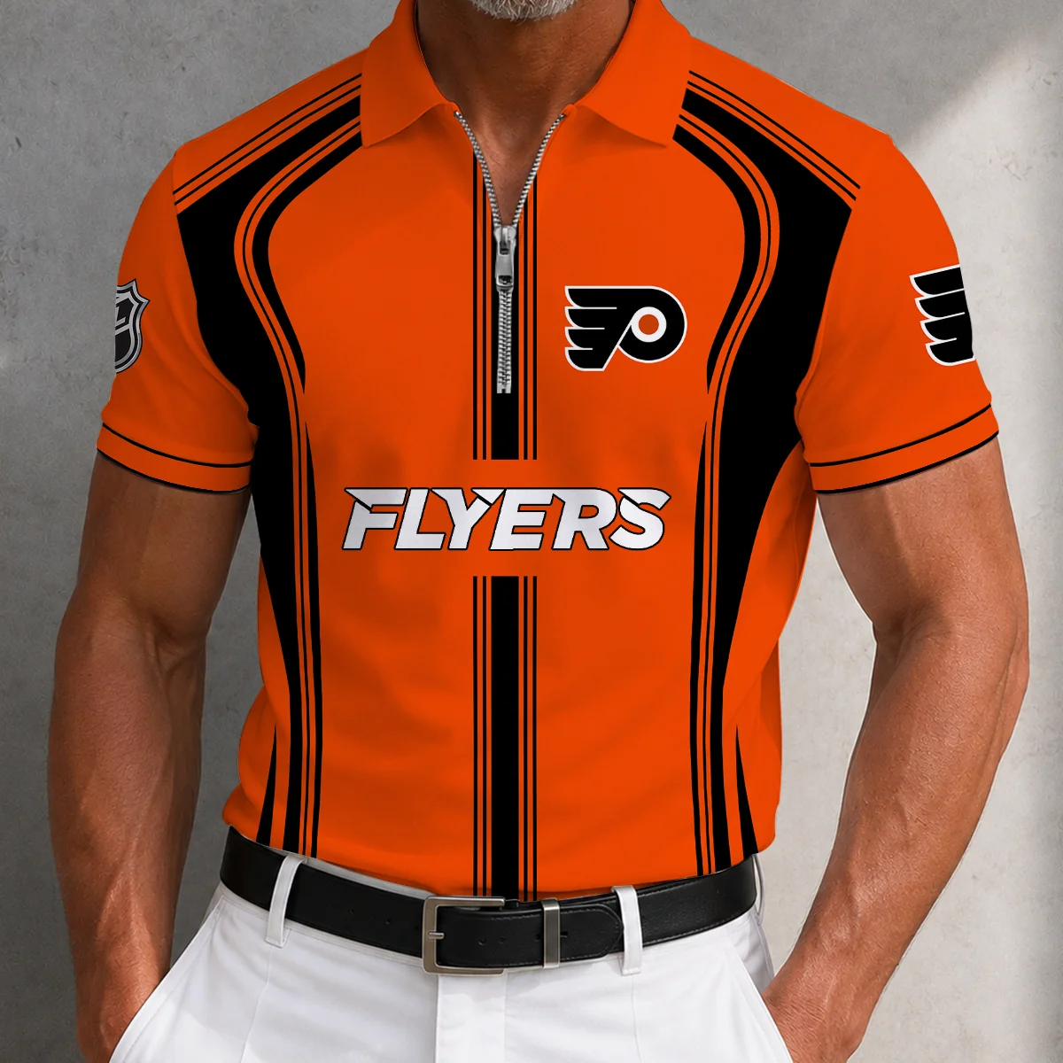 Limited Edition – Customized NHL Philadelphia Flyers Zipper Polo Shirt