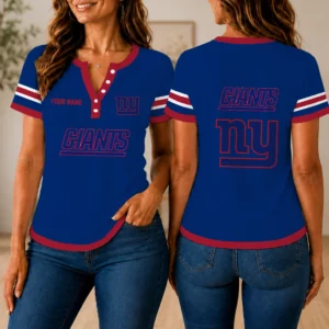 Limited Edition – Customized NFL New York Giants Women’s Short Sleeve Henley T-Shirt