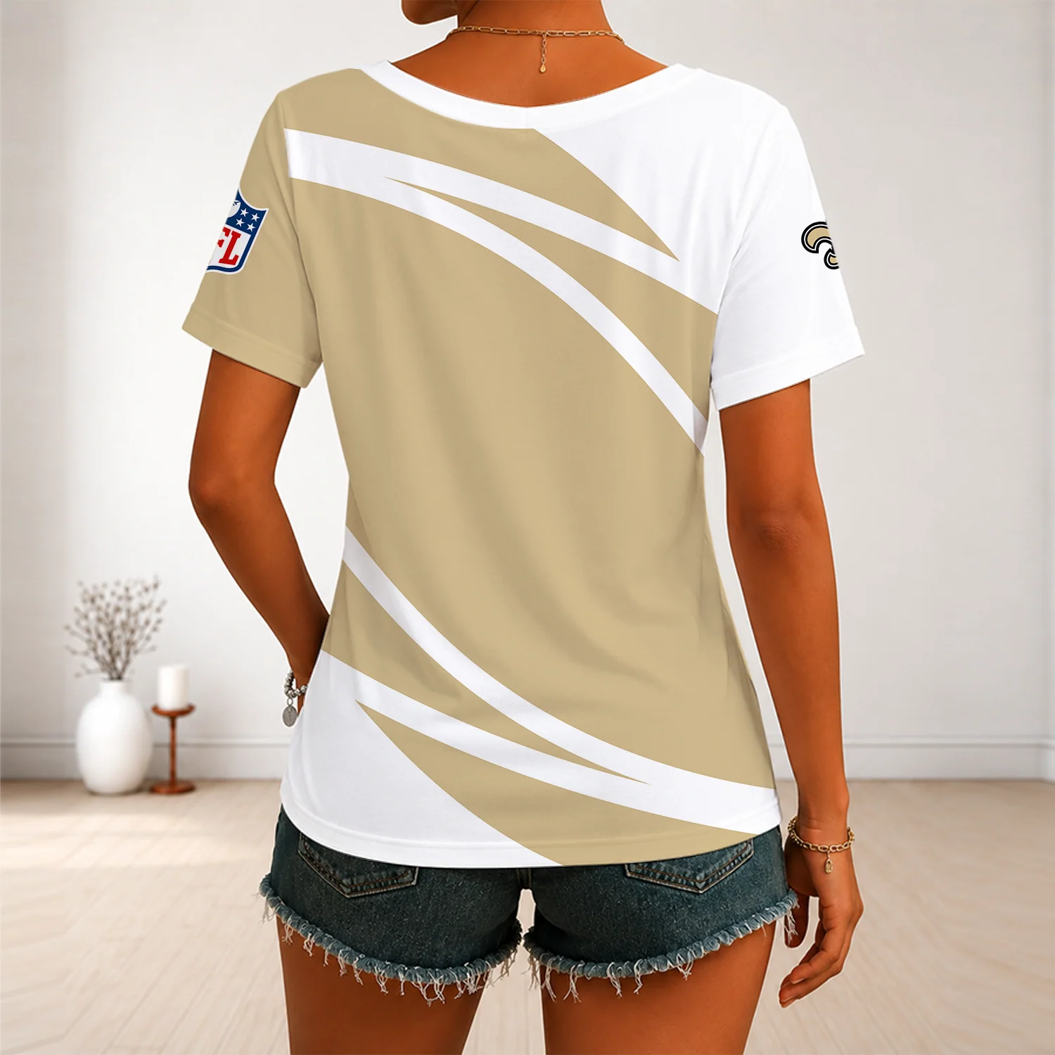 Limited Edition – Customized NFL New Orleans Saints V-Neck Female Shirt - Image 2