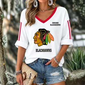 Limited Edition – Customized NHL Chicago Blackhawks Women’s Heart V-Neck Long Sleeve Shirt