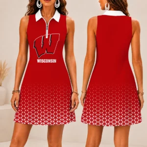 Limited Edition – Customized NCAA Wisconsin Badgers Women’s Zip Sleeveless Polo Dress