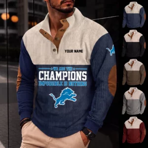 Limited Edition – Customized NFL Detroit Lions Button Sweatshirts Stand Collar
