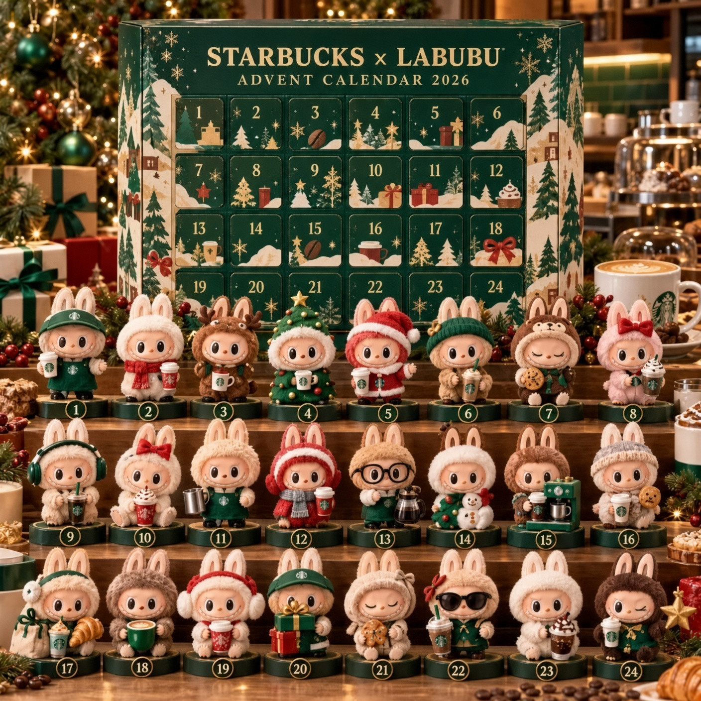 Labubu x Starbucks Coffee Advent Calendar 2026 Starbucks Labubu Collab Gear Xmas Gift