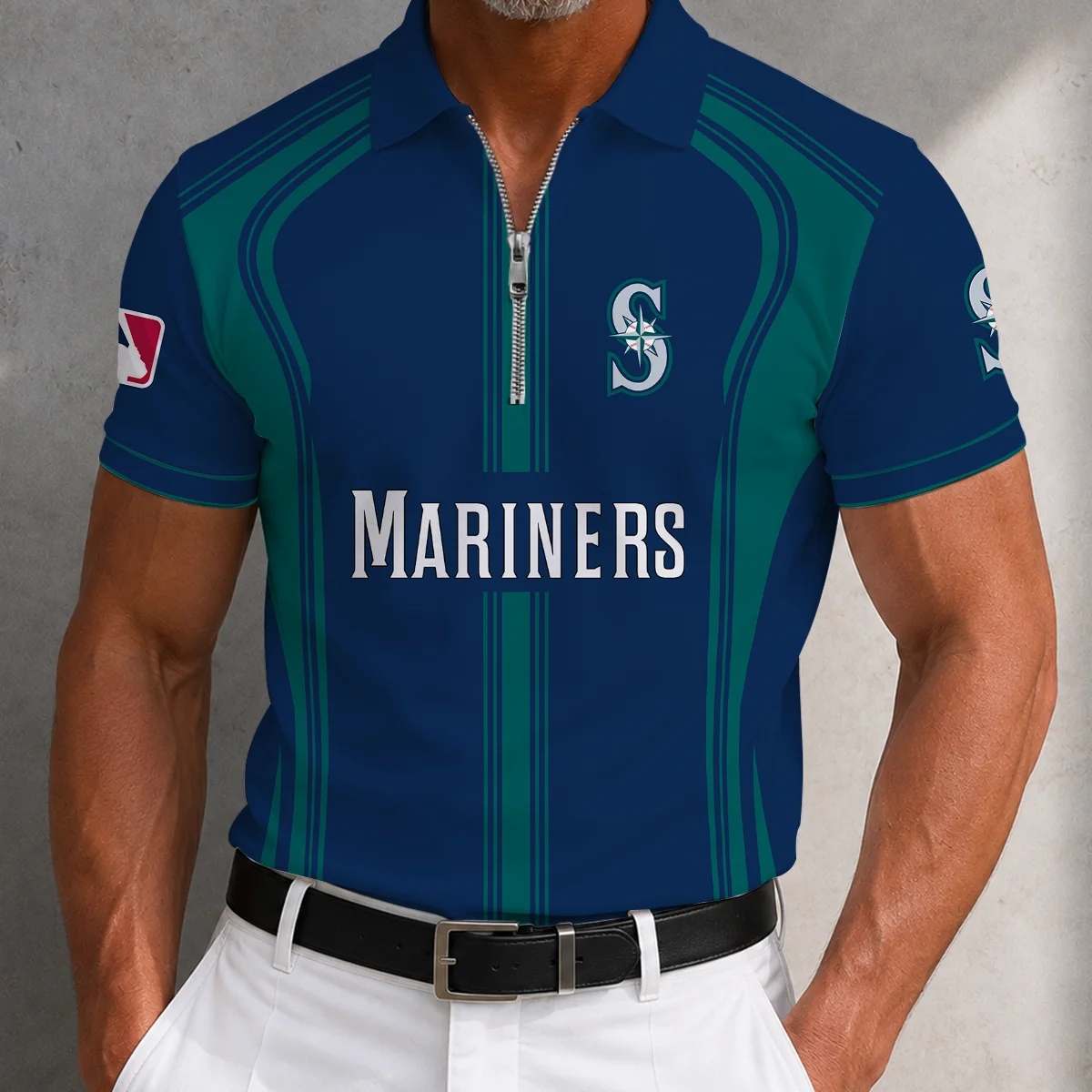 Limited Edition – Customized MLB Seattle Mariners Zip Polo Shirt