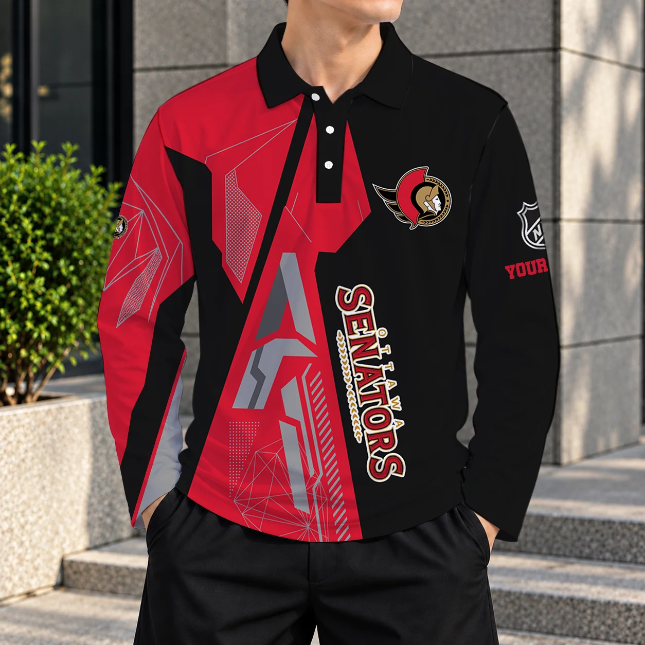 Limited Edition – Customized NHL Ottawa Senators Men Long Sleeve Polo