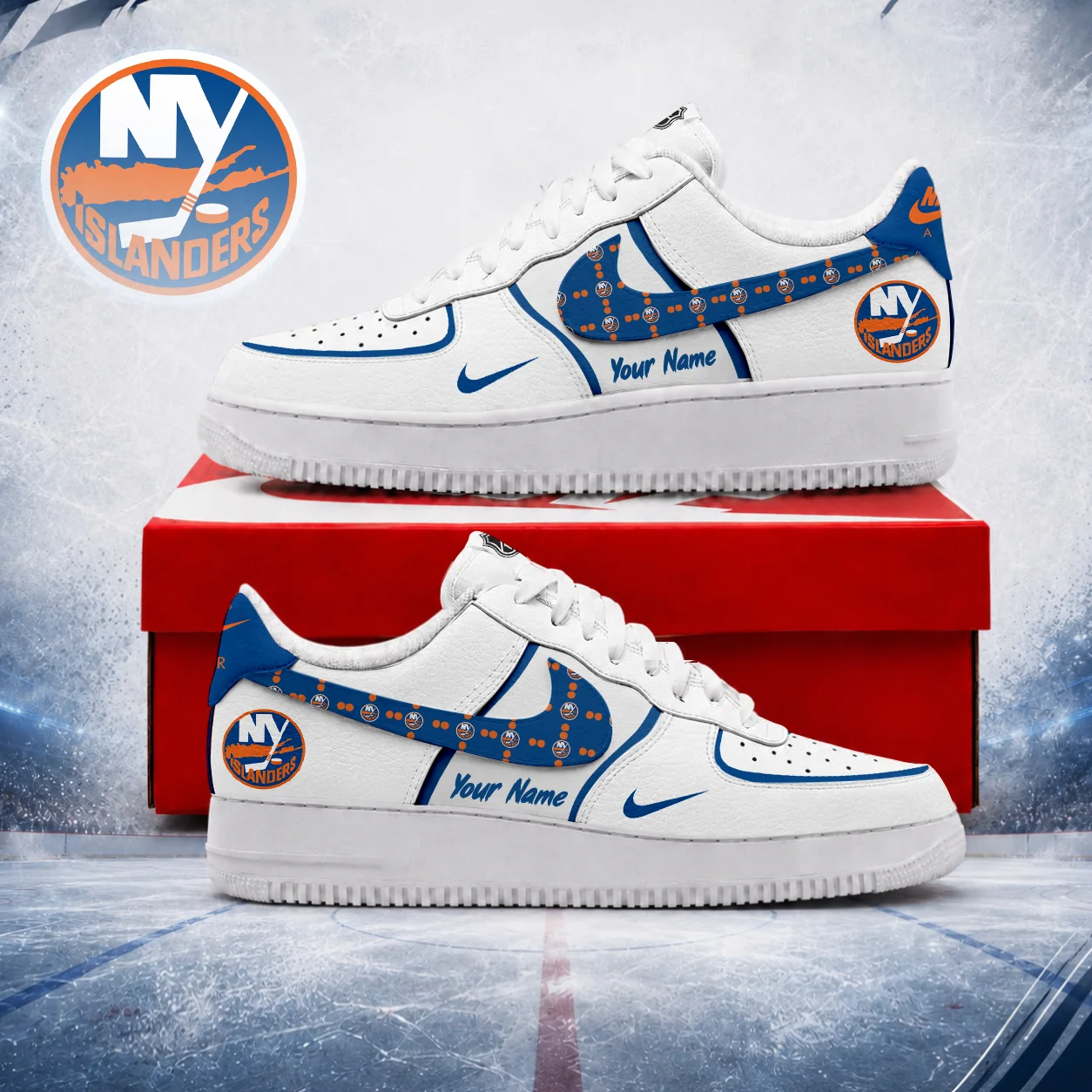 Limited Edition – Customized NHL New York Islanders Af1 Shoes