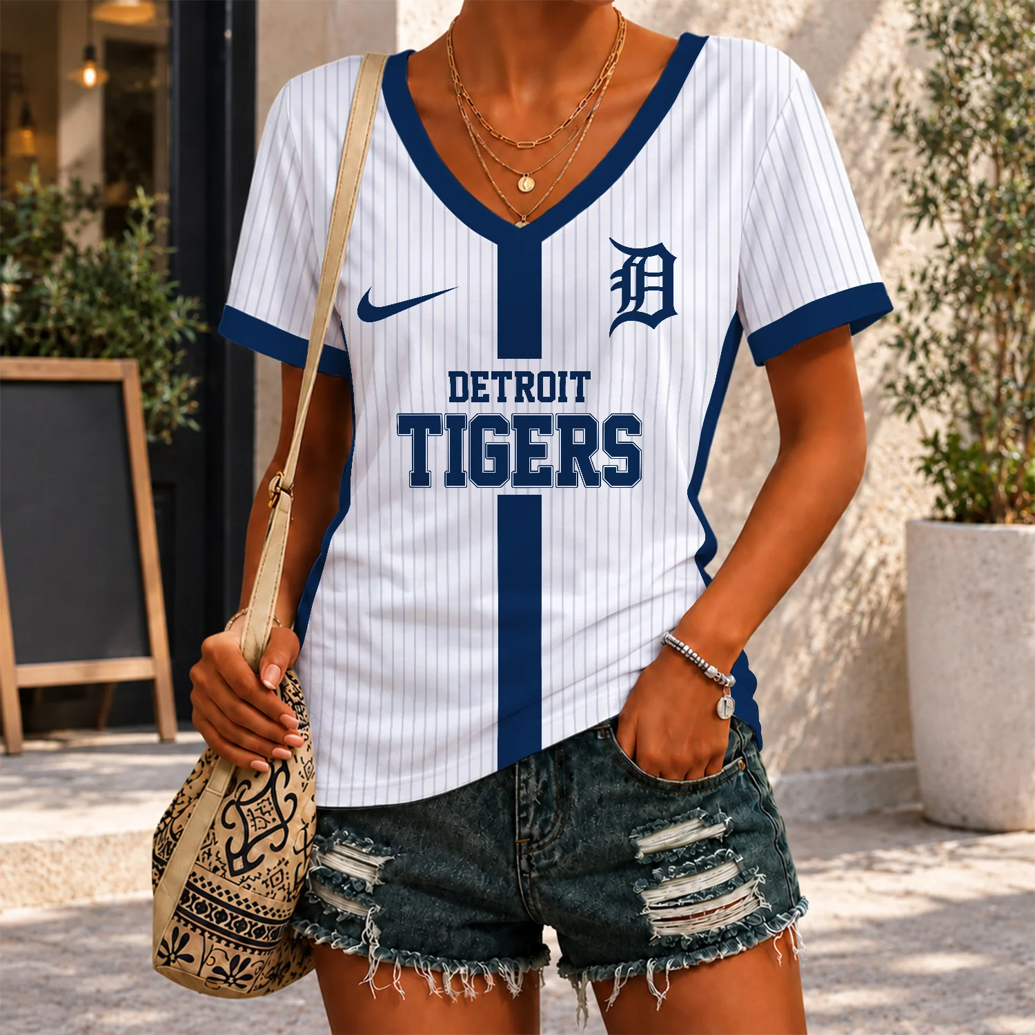 Limited Edition – Customized MLB Detroit Tigers V-Neck Female Shirt