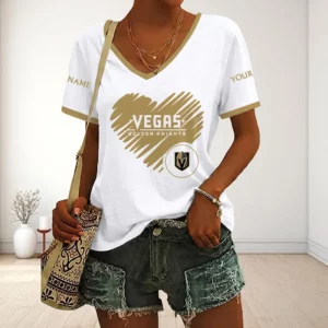 Limited Edition – Customized NHL Vegas Golden Knights V-Neck Female Shirt