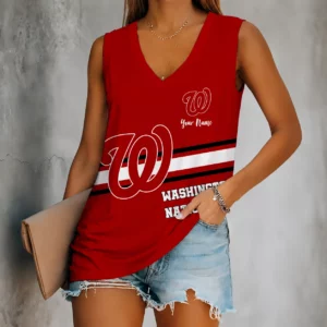 Limited Edition – Customized MLB Washington Nationals Women’s V-Neck Tank Top