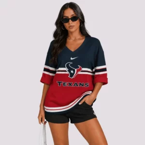 Limited Edition – Customized NFL Houston Texans Women’s Heart V-Neck Long Sleeve Shirt